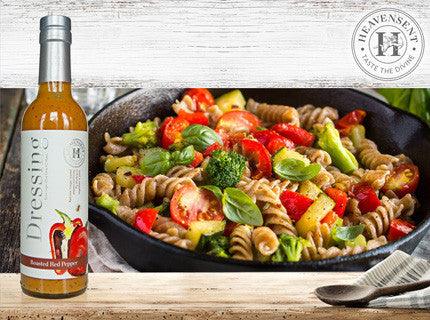 Pasta Salad with Roasted Red Pepper Dressing - Heavensent Gourmet